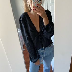 open tie front urban top